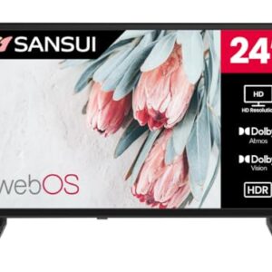 SANSUI 24 Inch Smart LED TV WebOS S24TAHW, Apple Home Compatibility, Dual-Band WiFi, Bluetooth 5.0, Vision HDR10, Dolby Atmos, Game optimizer, 16w Speakers, Frameless, 100 * 100 VESA
