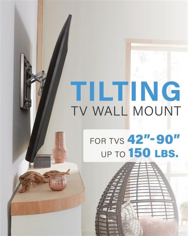 SANUS Tilting TV Wall Mount for 42" to 90" TVs - Universal Wall Mount TV Bracket w/ Low Profile & 12 degree Tilt - DIY Install w/ Included Hardware - Image 3