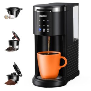 SHARDOR K Cup Coffee Maker Compatible with Ground Coffee & Teas, Single Serve Coffee Machine, 6–14oz Adjustable Brew Sizes, 40oz Detachable Water Reservoir, Descale Settings, Black