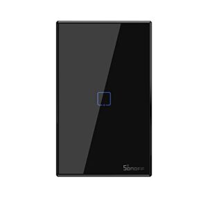 SONOFF Smart Light Switch，2.4GHz WiFi Touch Smart Wall Switch for Lights, Works with Alexa and Google Home, RF433 Remote Interruptor Inteligente, Neutral Wire Required, 1 Gang 1 Way TX T3 Black