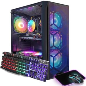 STGAubron Gaming Desktop PC, Radeon RX 580 8G GDDR5, Intel Core i7 up to 3.9G, 16G RAM, 1T SSD, 600M WiFi, BT 5.0, RGB Fan x6, Windows 10 Home