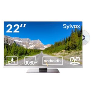 SYLVOX RV TV, 22 inches 12/24V TV for RV 1080P Full HD Smart TV, Built-in APP Store, Support WiFi Bluetooth, Small Android TV for Car Home Camper Truck Boat(Limo Series)