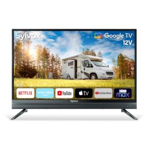 SYLVOX Smart RV TV, 32″ 12V TV for RV Camper 1080P DC/AC Powered Television, Support Google, Download APPs, Bluetooth WiFi, Smart TVs for Home Car Campervan Truck