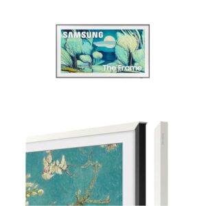 Samsung 43-Inch The Frame 4K QLED Smart TV (2025) with Modern White Customizable Bezel – Art Mode TV Bundle