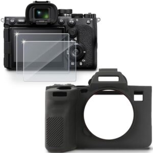 Screen Protector Compatible for Sony Alpha A7R5 / 7R V Camera,Tempered Glass Film Anti Scratch High Definition and Soft Silicone Case for Sony A7R5