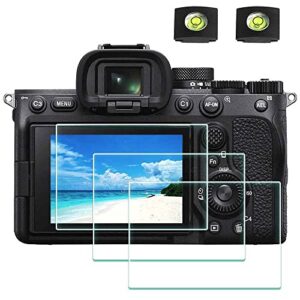 Screen Protector for Sony A7 IV Alpha 7 IV A7IV A7M4 A74 & Hot Shoe Cover [3+2 Pack] Tempered Glass Cover 0.3mm 9H Hardness Anti-Scrach Anti-Bubble