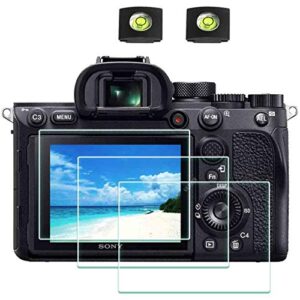 Screen Protector for Sony alpha a7II A7III A7 III A7 II A7R IV A7R III A7R II & Hot Shoe Cover [3+2Pack] 0.3mm 9H Hardness Tempered Glass Cover Anti-Scrach Anti-Fingerprint Anti-Bubble