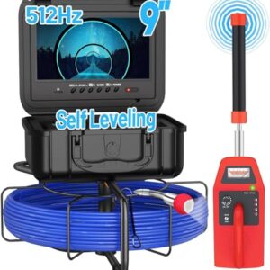 Sewer Camera with Locator, Anysun Self Leveling Sewer Inspection Camera 250ft with Meter Marker and DVR, 9” HD Monitor with 12 Adjustable Lights(32GB Card)
