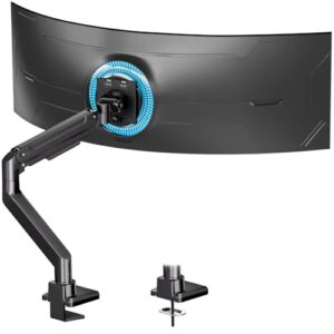 Single Monitor Arm Heavy-Duty for 17-49 inch Screen – Supports Up to 44 lbs,Ultrawide Full Motion Monitor Arm Desk Mount for Office & Gaming,Fully Adjustable,Max VESA 100/100 mm, Black