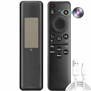 Small Solarcell Voice Remote for Samsung Smart TV, Rechargeable Solar TV Remote Control Replacement for 2018-2025 Neo QLED, OLED, Lifesytle, The Frame, Crystal, Monitor TVs, Mic, Black (Non-OEM)