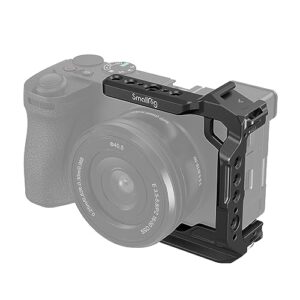 SmallRig Half Cage for Sony Alpha 6700/6600 / 6500/6400, Built-in Quick Release Plate for Arca-Type, Camera Video Cage with Shoe Mount, 1/4”-20 & 3/8”-16 Threaded Holes – 4337