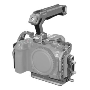 SmallRig R5 II Cage, HawkLock Quick Release Cage Kit for Canon EOS R5 Mark II with Top Handle and Cable Clamp, Tempered Screen Protector, Multiple Mounting Points, Titanium Gray – 5029