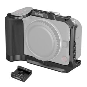 SmallRig R50 V Camera Cage for Canon R50V, Built-in Ergonomic Silicone Grip, QR Plate for Arca, 1/4″-20 Threaded Hole, 3/8″-16 Holes for ARRI, Cold Shoe, QD Sockets, Vertical Shooting(Black)-5427