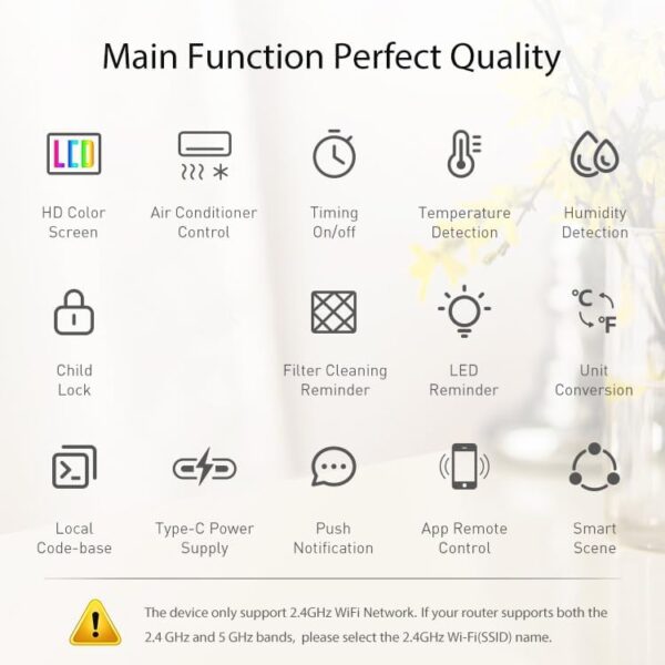 Smart Air Conditioner Controller, WenzhiIoT WiFi Thermostat for Mini-Split,Window,Portable AC&Heat Pumps Tuya Smart Life Wireless Remote Compatible with Alexa Google Home - Image 4