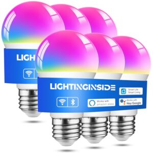 Smart Light Bulbs 6 Pack, Smart Bulb Works with Alexa/Google Home/Smart Life, CRI>90, RGBCW Color Changing LED Light Bulbs, 2.4G WiFi Bluetooth A19 E26 Bulb, No Hub Required, ETL Listed