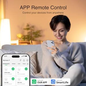 GHome Smart 5G 15A Smart Plugs, WiFi Smart Plugs Work with Alexa and Google Home, Smart Home WiFi Outlet with Remote Control & Timer, 5GHz and 2.4GHz Wi-Fi Compatible, ETL FCC Listed, White, 4 Pack