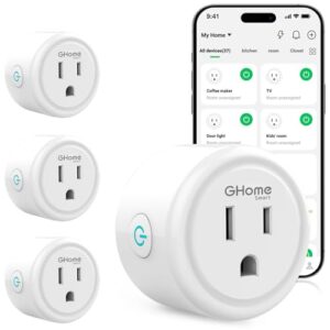Smart Plug, GHome Smart WiFi Plugs Work with Alexa and Google Home, Smart WiFi Outlet with Remote Control and Timer Function, 2.4GHz Wi-Fi Only, No Hub Required, ETL FCC Listed, White (4 Pack)