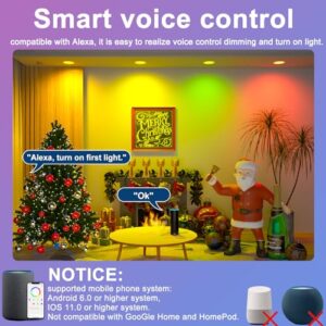Smart Recessed Lighting 6 Inch RGBCW Color Changing 16W LED Downlight with Junction Box,1350 Lumen Recessed Ceiling Light Compatible with Alexa,Dimmable by Bluetooth Control -12Pack