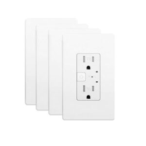Smart Wall Outlet, Smart Tamper Resistant Outlet Compatible with Alexa and Google Assistant, Remote Control, ETL & FCC Approvel Samrt Receptacle, Requires 2.4 GHz Wi-Fi, No Hub Required, 4Pack
