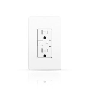 Smart Wall Outlet with 2 Individually Controlled Ports, 15Amp TR Receptacle Control Appliances from Anywhere, 2.4 GHz WiFi Outlet Work with Alexa & Google Home, White, ETL & FCC Approval