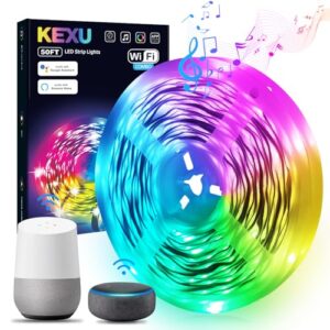 Smart WiFi Led Strip Light 50ft Led Lights for Bedroom with App Control and Music Sync Compatible with Alexa and Google Assistant. Luces Led para Cuarto LED Lights for Room Kitchen Party