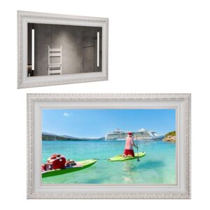 Soulaca 22 Inches Smart Mirror TV Waterproof White Frame webOS System with Built-in Alexa, WiFi, Bluetooth for Bathrooms, Fireplaces, and Gallery with ATSC Tuner
