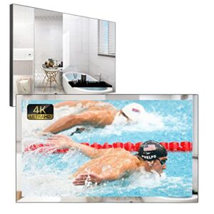 Soulaca 32 inches 4K Smart Mirror TV Waterproof with Built-in WiFi Alexa Voice Control Bathroom Use UHD LED Television ATSC Tuner Bluetooth Hotel Kitchen New