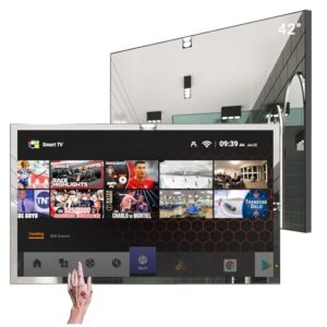 Soulaca 42 inches 4K Touchscreen Mirror Vanishing TV Waterproof IP65 Bathroom Television WiFi Android DTV ATSC Bluetooth Decoration Advertising SPA