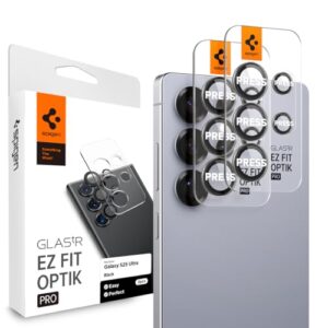 Spigen Camera Lens Screen Protector [GlasTR EZ Fit Optik Pro] Designed for Galaxy S25 Ultra [Case Friendly] – Black [2 Pack]