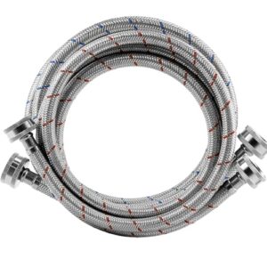 Stainless Steel Washing Machine Hoses 6ft,Stainless Steel Washing Machine Hose Hot and Cold Striped Water Connection(2Packs),Universal Fit for All Standard Wash Machines-by MIFLUS