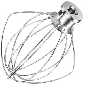 Stainless Steel Whisk Attachment Fits KitchenAid, 6 Wire Whip for 4.5 5 Quart KitchenAid Tilt-Head Stand Mixer，K45WW Kitchen Aid Accessories and Attachments Replacement Parts, Dishwasher Safe