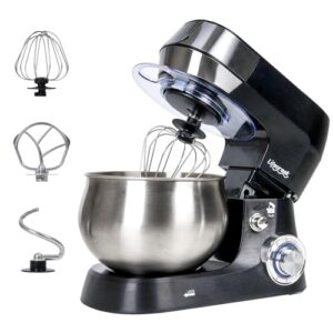 Stand Mixer, 5.3Qt 660W, 6-Speed Tilt-head Food Mixer, Electric Kitchen Portable Lightweight Mixer with Stainless Steel Bowl, Dough Hook, Whisk, Beater(Black)