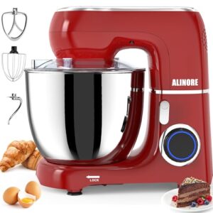Stand Mixer, 6.5QT 660W 10-Speed Tilt-Head Electric Kitchen Stand Mixer, Food Mixer with Dishwasher-Safe Dough Hook, Egg Whisk, Flat Beater for Baking, Cake and Most Home Cooks (Red)