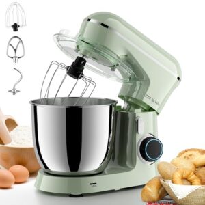 Stand Mixer, Dough Mixer, Cake Mixer, Kitchen Mixer with Bowl SS 5.5 QT, 450W Copper Motor, Standing Mixer with Beater, Dough Hook, SS Egg Whisk (450W Green)