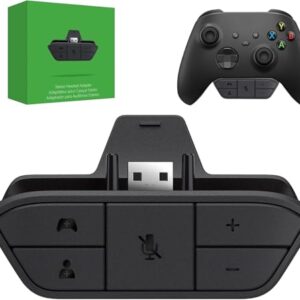 Stereo Headset Adapter, AOJAKI Controller Adapter Mic Adapte-r for X-b0x One/One S/X/Elite 1/ Elite2/ Series S/X Controller-Adjust Audio Balance (Game Sound & Voice Chat)-Low Latency