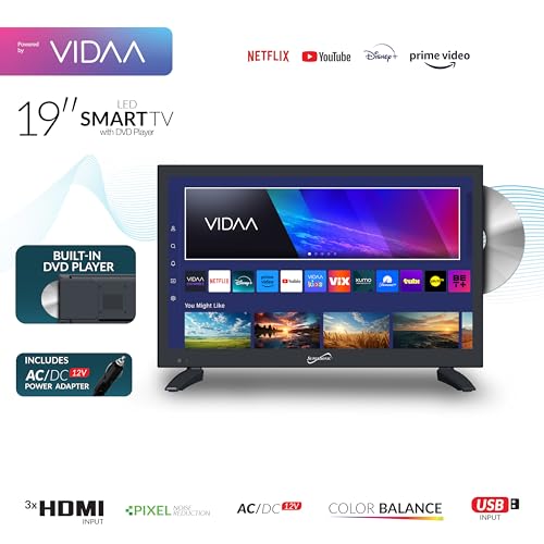 Supersonic SC-1926DVD 19-inch LED Smart HDTV w/DVD Player, 3X HDMI, 1080p, WiFi, USB, AC/DC Compatible for Home, Kitchen, or RV Camper, DC Car Cord Included (SC-1926SDVD โ19โ Smart TV/DVD Combo) - Image 3