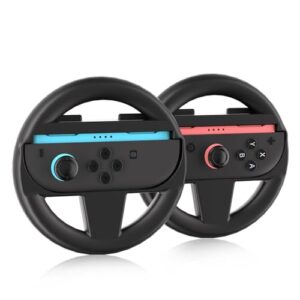 Switch 2 Steering Wheels for Nintendo Switch 2 Joy Con Controller, Racing Wheels for Mario Kart 9, Controller Attachment for Switch 2 Accessories, Black & 2 Pack