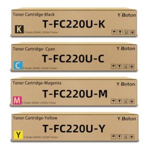 T-FC220U TFC220U Toner Cartridge Replacement for Toshiba T-FC220UK T-FC220UC T-FC220UY T-FC220UM Toner Use for Toshiba E-Studio 2020AC 2520AC Printer (4-Pack)
