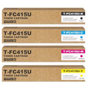 T-FC415U T-FC415U-K T-FC415U-C T-FC415U-M T-FC415U-Y Toner Cartridge Replacement for Toshiba T-FC415U T-FC415U-K Toner for E-Studio 2515AC 3015AC 3515AC 4515AC 5015AC Printer (4-Pack, BK/C/M/Y)