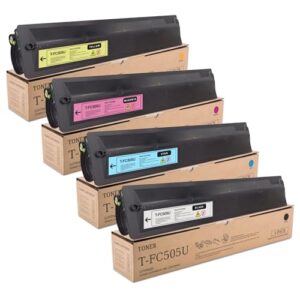 T-FC505U High Yield Toner Cartridge Compatible T-FC505U-K T-FC505U-C T-FC505U-M T-FC505U-Y Toner Cartridge Replacement for Toshiba T-FC505U e-Studio 2505AC 3005AC 3505AC 4505AC 5005AC Printer (4-Pack)