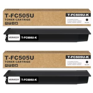 T-FC505U T-FC505U-K T-FC505UK High Yield Black Toner Cartridge Replacement for Toshiba T-FC505U T-FC505UK T-FC505U-K Black Toner for E-Studio 2505AC 3005AC 3505AC 4505AC 5005AC Printer (2-Pack, Black)