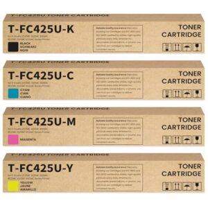 TFC425U T-FC425U Toner Cartridges High-Yield T-FC425U-K T-FC425U-C T-FC425U-M T-FC425U-Y Replacement for Toshiba E-Studio 2525AC 3025AC 3525AC 4525AC 5525AC 6525AC Printer Ink 4-Pack