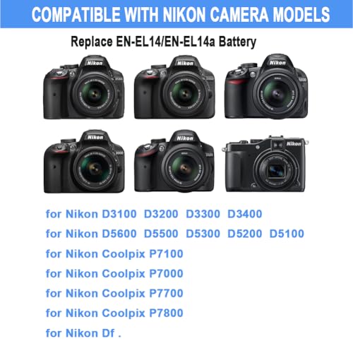 TKDY EP-5A EH-5 AC Power Adapter EN-EL14A Dummy Battery for Nikon D3500 D3400 D3200 D5100 D5200 D5300 D5500 D5600 D3100 D3300 Coolpix P7000 P7100 P7700 P7800 Df Cameras. - Image 3