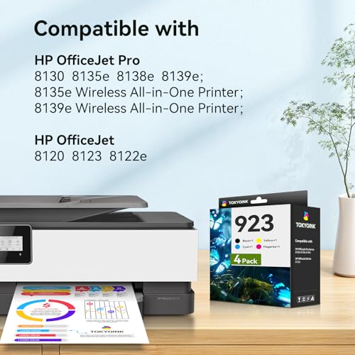 TOKYOINK 923 Ink Cartridges Combo Pack 4 Pack Replacement for HP923 923 Ink Cartridges for OfficeJet 8120 8122e 8123 OfficeJet Pro 8130 8135e 8138e 8139e Printer Latest Version Without Chip 4 Pack - Image 3