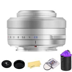 TTARTISAN AF 27mm f2.8 APS-C Frame Lens Ultra-Compact Pancake Lens for Fuji X Mount Cameras for Fujifilm XS10 X-E4 X-T10 X-T20 X-T3 X-T4 X-T100 X-T200 X-T30 X-Pro1 X-Pro2 X-Pro3 X-E1-Silver