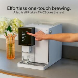 Terra Kaffe Super Automatic Espresso Machine – App-Enabled Coffee Machine – Auto Wake & Sleep – All Milk Types – Roaster-Approved Espresso Settings – Cappuccino Machines for Home – White TK-02
