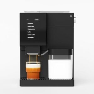 Terra Kaffe Super Automatic Espresso Machine – App-Enabled Coffee Machine – Auto Wake & Sleep – All Milk Types – Roaster-Approved Espresso Settings – Cappuccino Machines for Home – Black TK-02