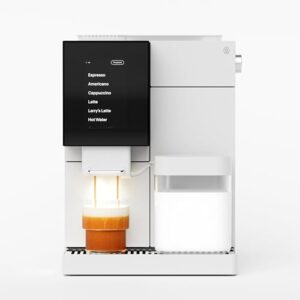 Terra Kaffe Super Automatic Espresso Machine – App-Enabled Coffee Machine – Auto Wake & Sleep – All Milk Types – Roaster-Approved Espresso Settings – Cappuccino Machines for Home – White TK-02