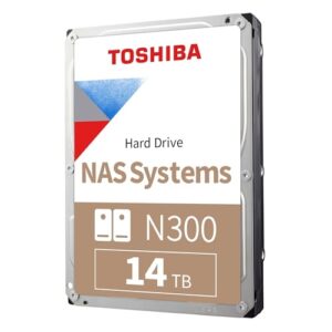Toshiba N300 14TB Internal NAS Hard Drive, 3.5” SATA HDD, 7200 RPM, 24/7 Operation, Supports 1-8 Bay Systems, 128MB Cache, 180TB/Year Workload, 3yr Warranty (HDEXZ12ZNA51F).