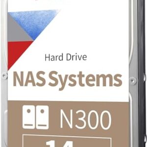 Toshiba N300 14TB NAS 3.5-Inch Internal Hard Drive – CMR SATA 6 Gb/s 7200 RPM 512 MB Cache – HDWG51EXZSTA